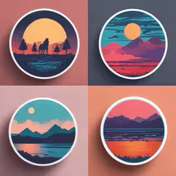 a set of four plates that are on the wall,four images of three plates on the wall with different designs
