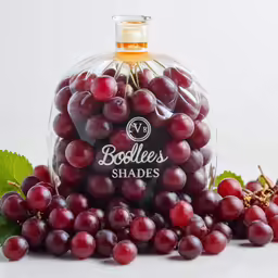 the bottle of bottles of red wine are surrounded by grapes