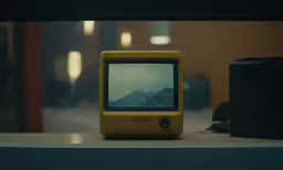 an old fashioned computer with a small window