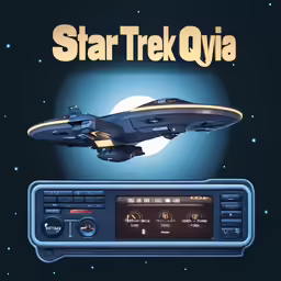 a star trek qvia poster above a radio