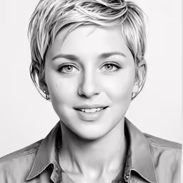 this is a portrait of a woman with short hair