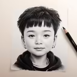 a drawing of a girl with a ponytail on it