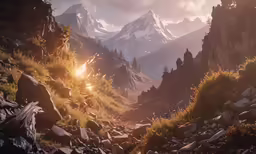 there is a mountain that has rocks on it