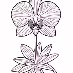 orchid coloring page a white outline for adults,a flower that is purple and white