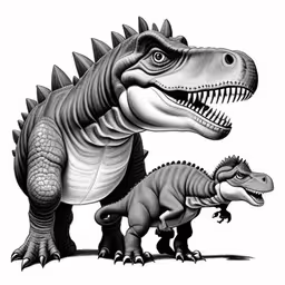 two dinosaurs with their mouths open,two dinosaurs are standing in a line