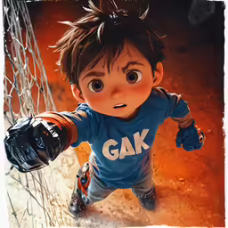 a close up of a child wearing an animal head