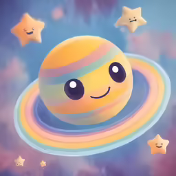 a cartoon character is shown with other stars in the background