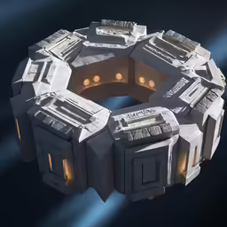 the 3d rendering is of a spaceship like building