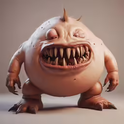 a cartoon character with large teeth on the head and mouth