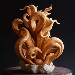 an art piece is displayed on top of a table