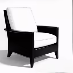 an upholstered chair with a seat cushion