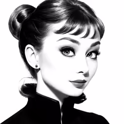 a woman with large makeup and black hair