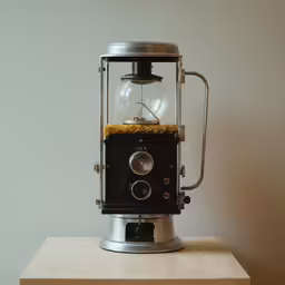 an old style projector camera on top of a piece of wood