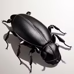 black bug standing on top of a white floor