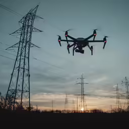 a black remote control controlled object in the air