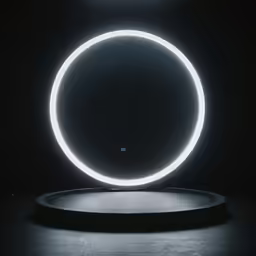a light ring in the dark with light coming from its end