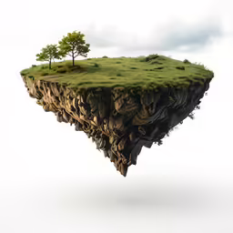 a strange looking floating island with trees on top