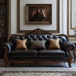 a couch that is in a room with some furniture