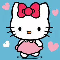an illustration of hello kitty with pink bow on her chest