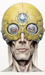 a human with eyes that are drawn to look like a head