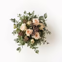 an overhead shot of a bouquet of flowers