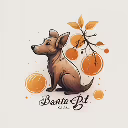 a drawing of an orange cat sitting next to a branch
