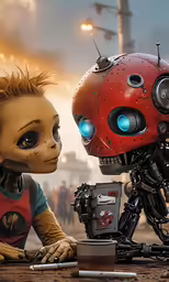 there are two robots sitting next to each other