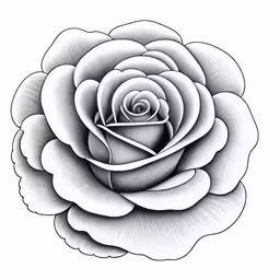 an ink drawing of a flower on white paper,black and white drawing of a flower