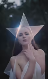 a woman with a very big star on her head