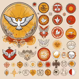 an illustrated poster of a bird in the center of various circles,the harry potter sticker wall mural