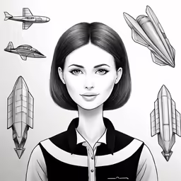 a girl surrounded by many different objects