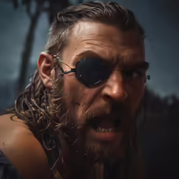 the evil man in sunglasses has his head tilted