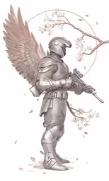 a man in armor with an owl on his back