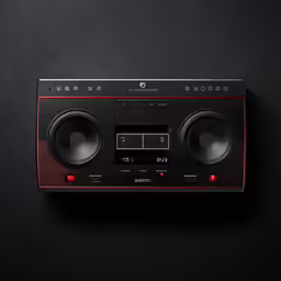 a radio player with some speakers on top of it