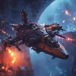 a sci - fi character flies through a space tunnel