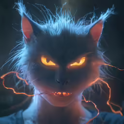 an animated photo of a glowing cat