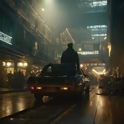 a scene of an urban city with a dark alley