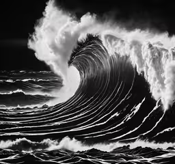 a massive wave with very small dots of white frillers in it,a wave is in the air with it