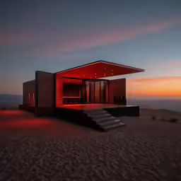 there is a modern home on top of the dunes
