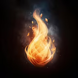 an orange fire ball on a black background