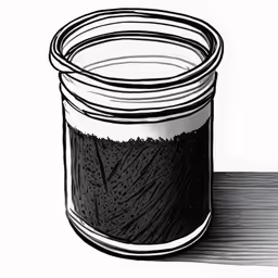 a drawing of a jar sitting on top of a table