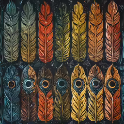 a group of feathers that have different colors