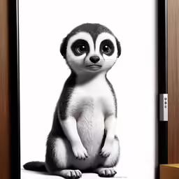 an illustration of a small animal in front of a door