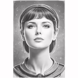 a pencil drawing of a girl with short hair and bangs