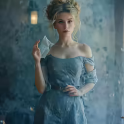 a beautiful young lady holding a piece of paper