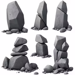 a bunch of different stone formations with rocks in the background