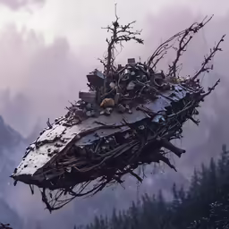 a tree that is laying on top of a building