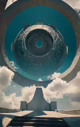 the reflection of a sky in a circular object