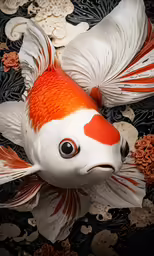 an ornamental fish statue is displayed on the ground