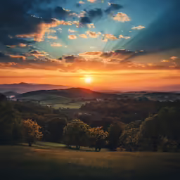 a lush green field sitting under a bright sun